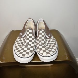 Vans Brown Checkered Slip-ons